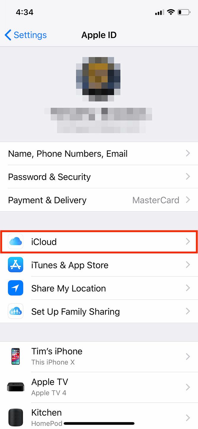 Настройки: включение iCloud для контактов