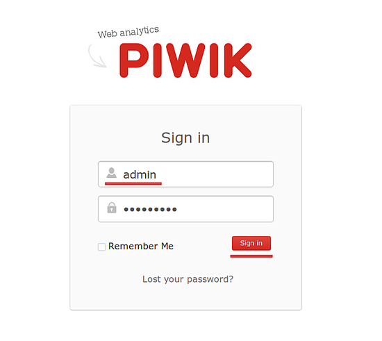 Вход в Piwik.