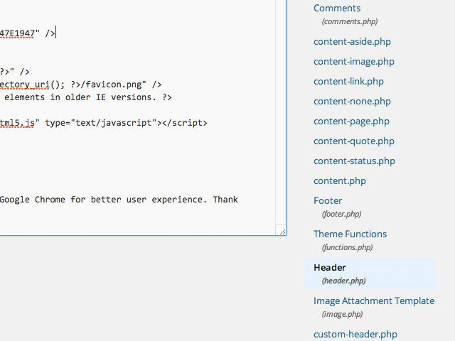 Редактирование header.php в WordPress через Редактор тем