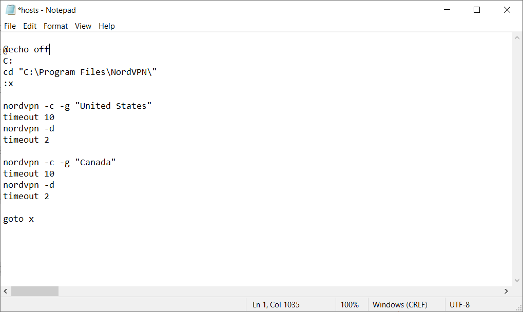 Скриншот: сохранение .bat файла в Блокноте