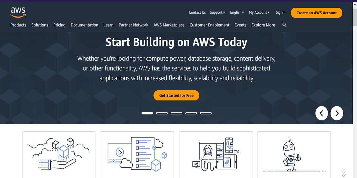 Стартовая страница AWS