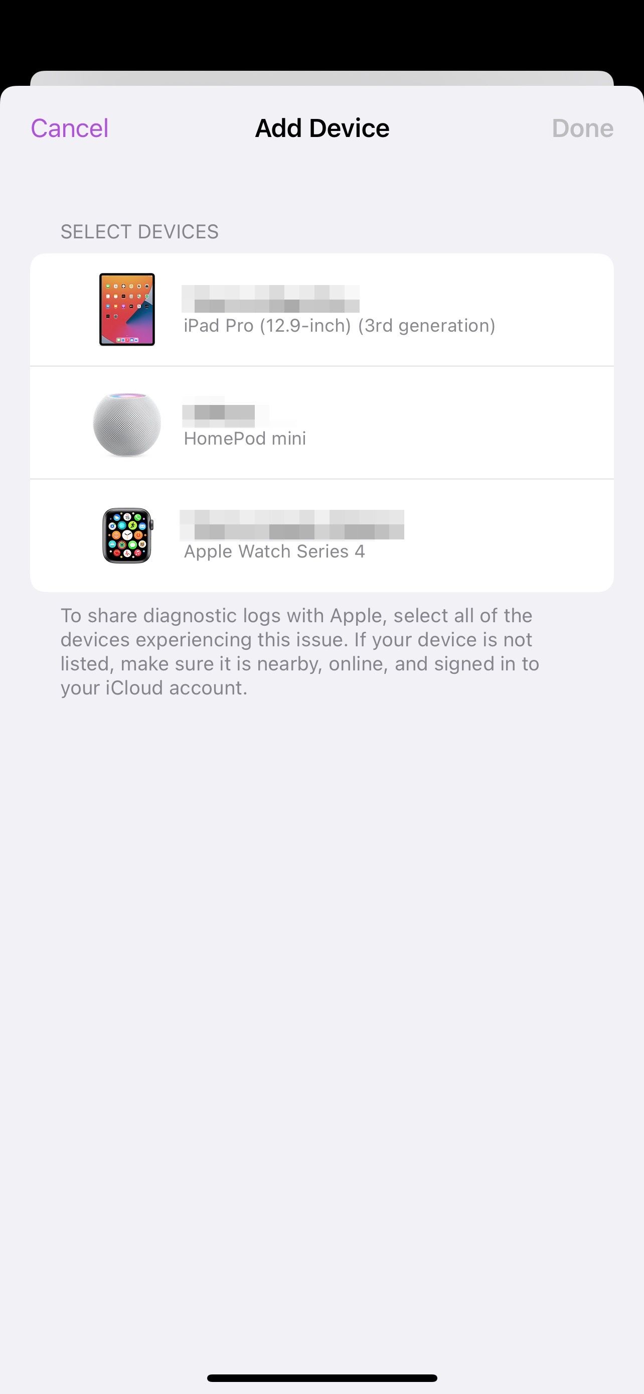 добавление диагностик устройства к отчёту