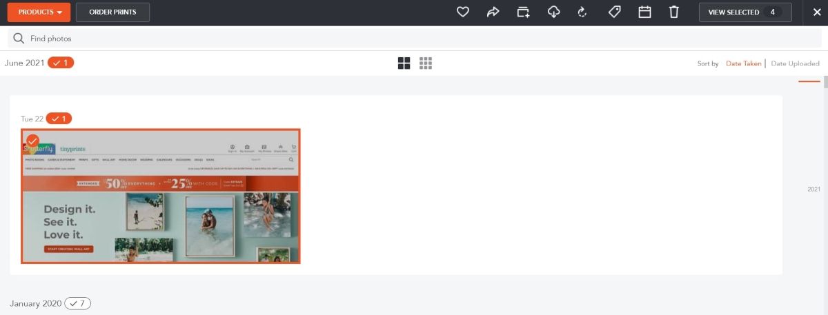 Выбор фотографий для печати