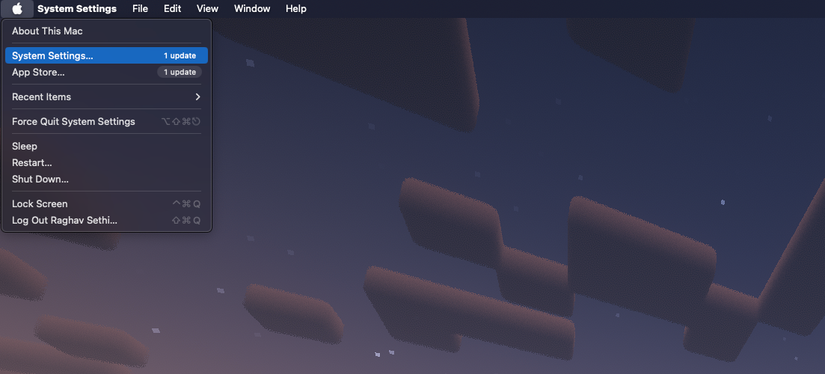 Строка меню macOS Sonoma с иконкой Apple