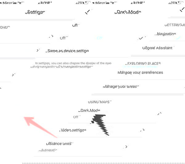 Параметр тёмной темы в Google Maps на iOS
