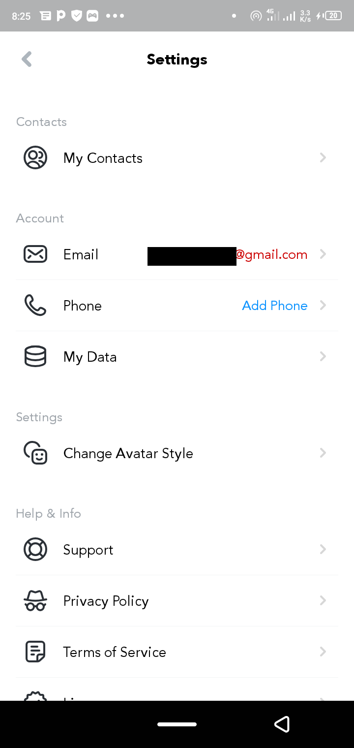 Нажмите Мои данные для сброса аватара