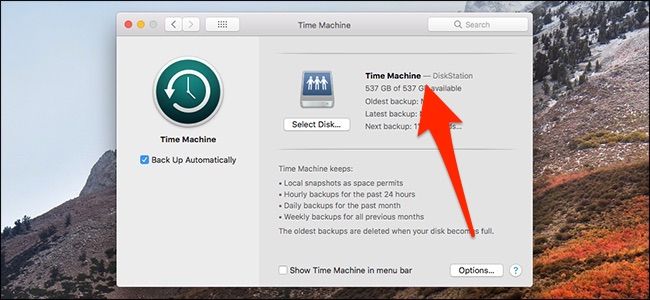 Подключение к NAS завершено — Time Machine начнёт резервное копирование