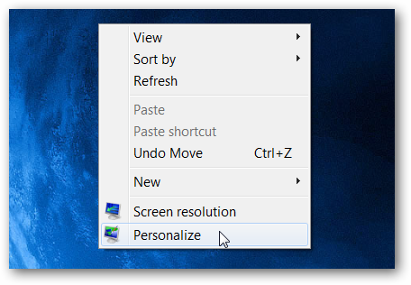 Персонализировать: контекстное меню для настройки фона рабочего стола