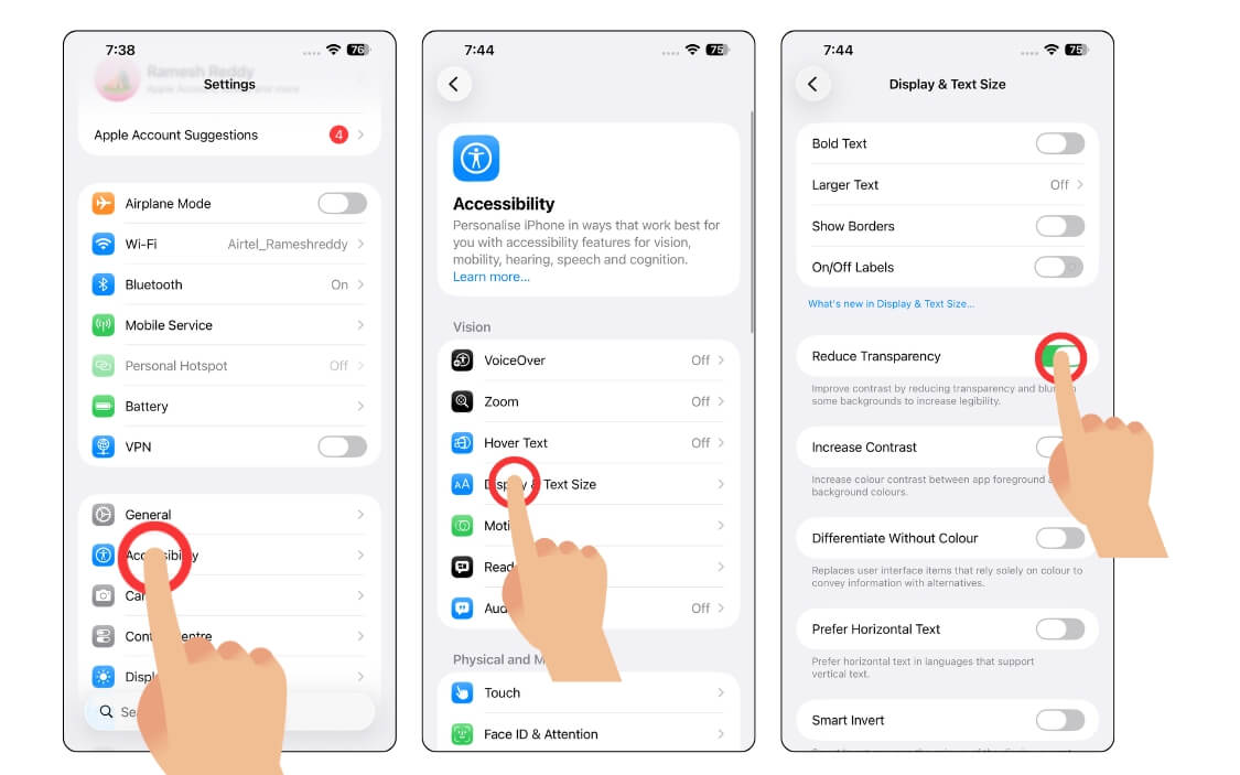 Пример переключения прозрачности и тонированного Liquid Glass