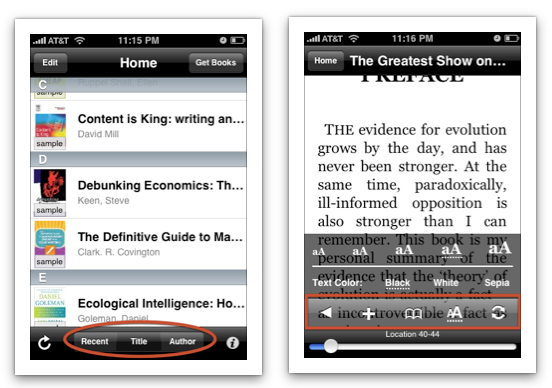 Список книг в приложении Kindle на iPhone