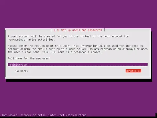 Поле для указания полного имени пользователя (Full name)