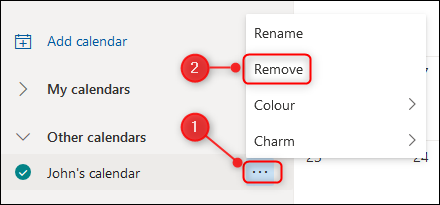 Outlook Online's calendar