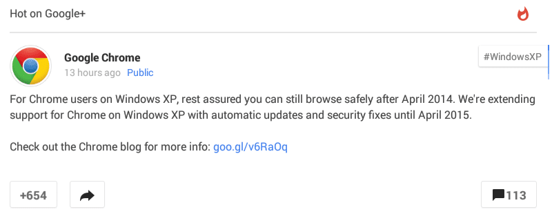 Logo de Google Chrome y texto indicando soporte para Windows XP