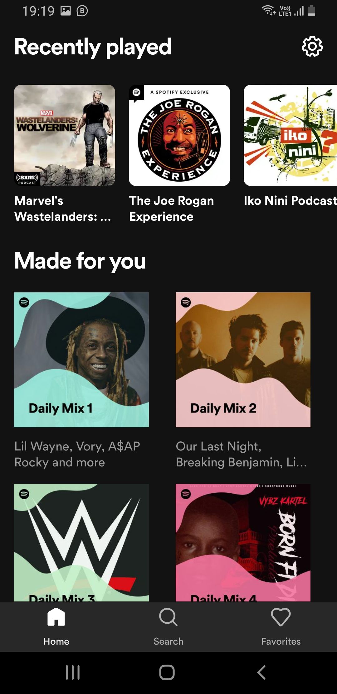 Главная страница Spotify Lite на Android