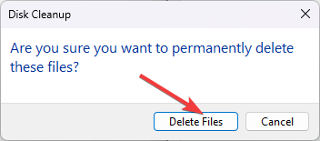 Подтверждение удаления файлов — очистка кэша