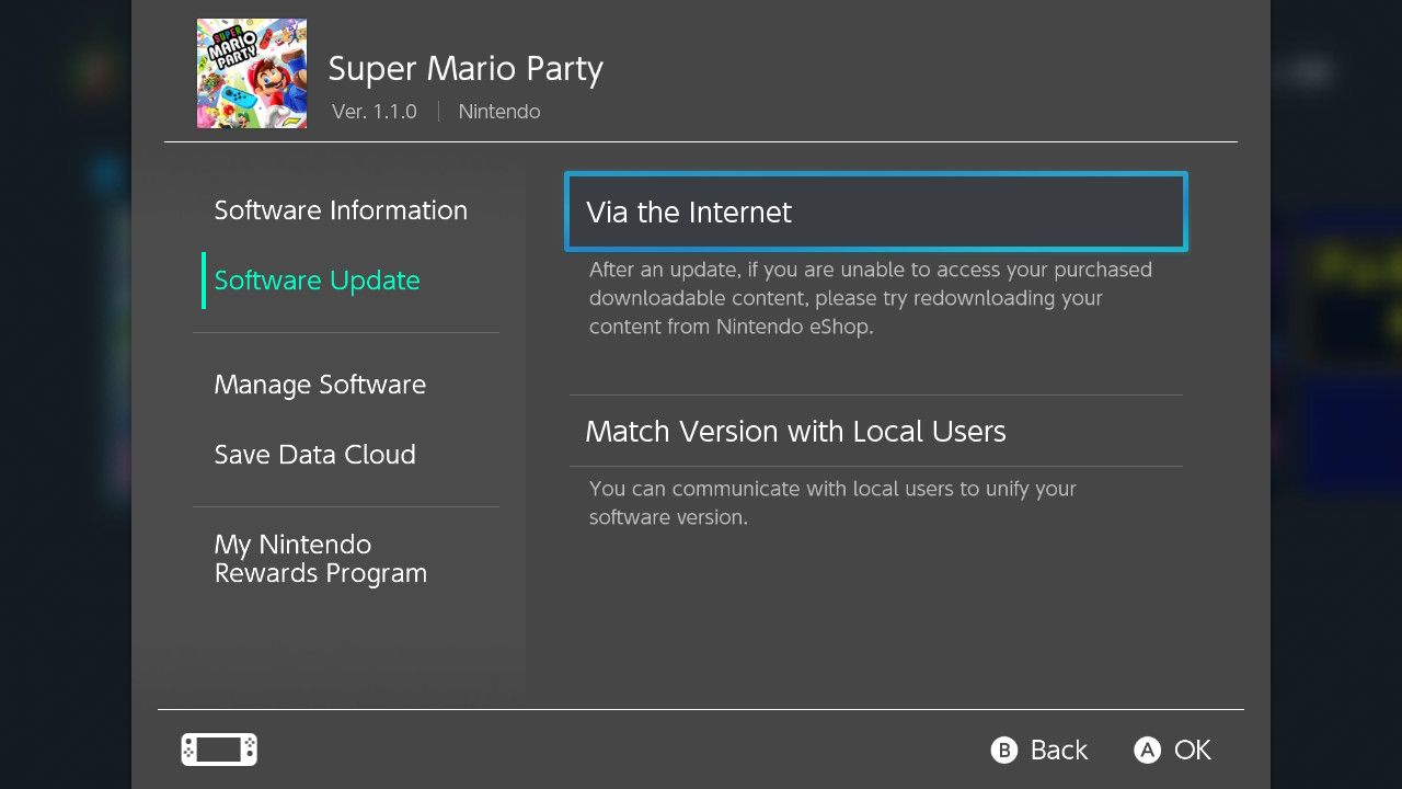 Обновление игры на Nintendo Switch