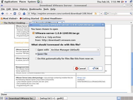Файл VMware-server-*.tar.gz на рабочем столе