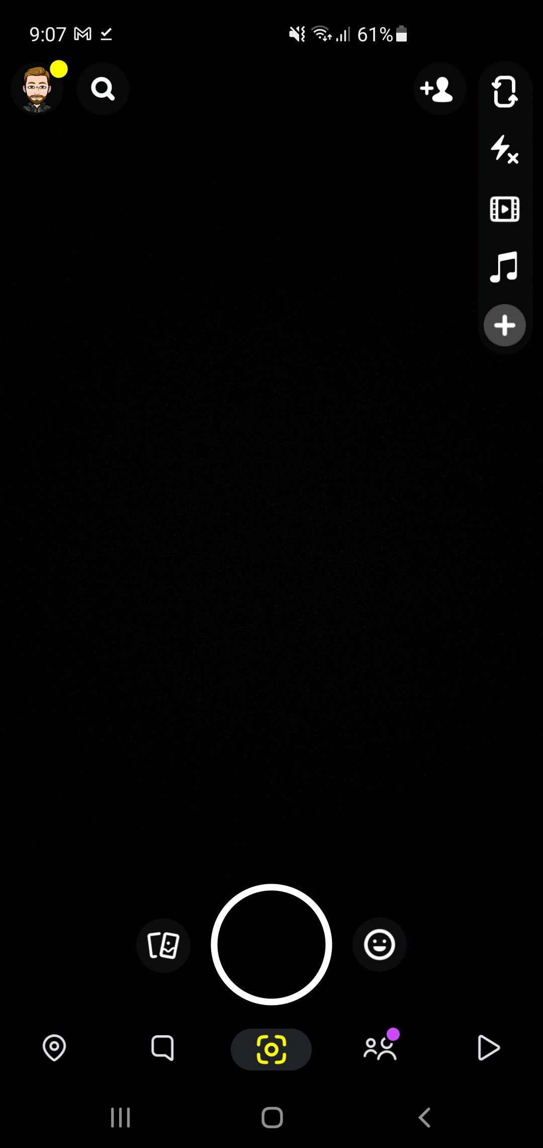 Camera opened on Snapchat on Android device