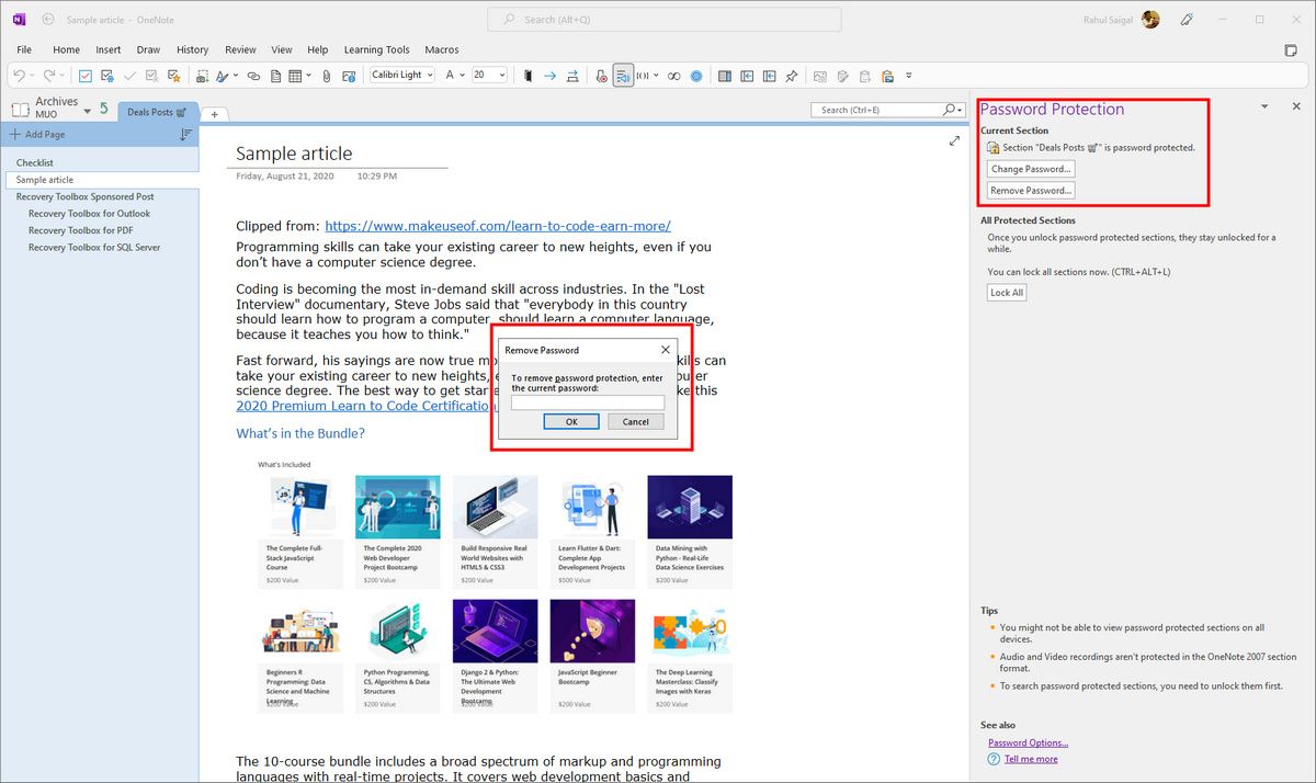 Удаление пароля для раздела