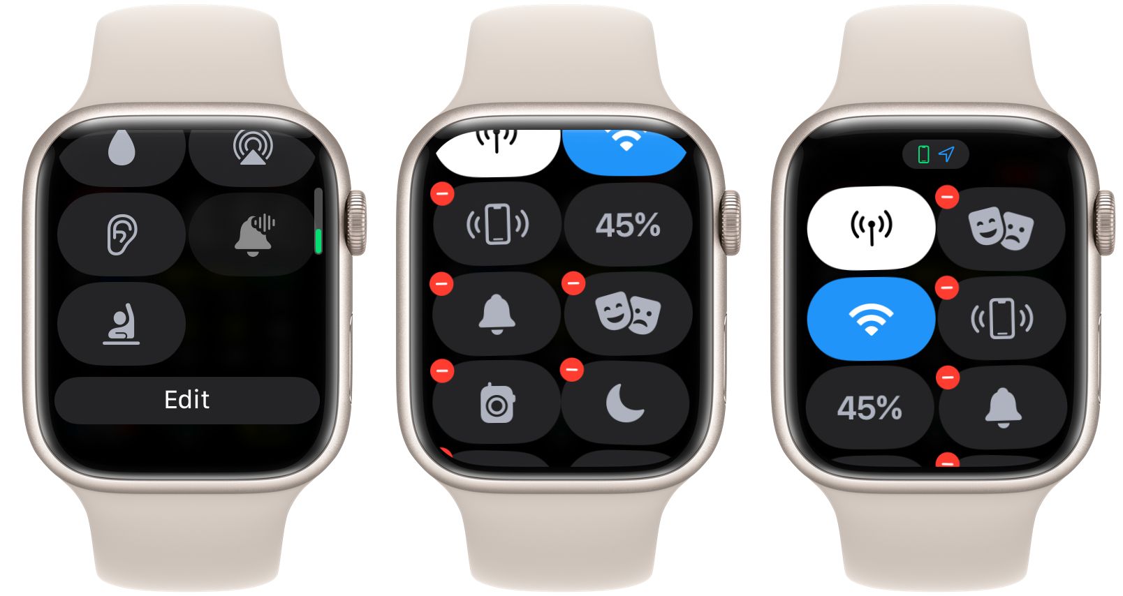 Редактирование Control Center на Apple Watch