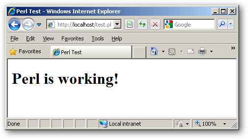 Тестовый вывод Perl в браузере