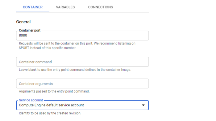 Настройка порта и команды