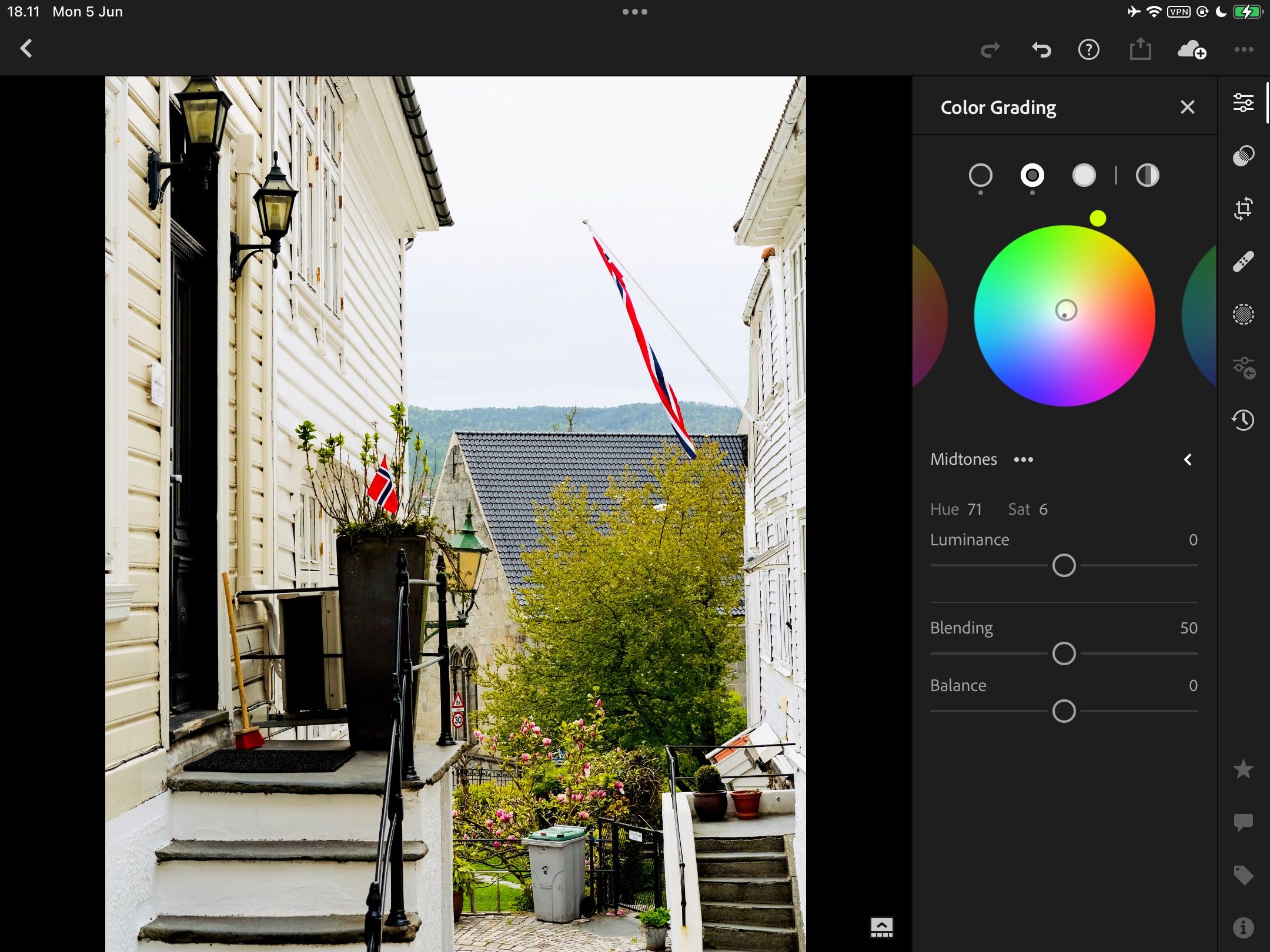 редактирование цветовых колёс в Lightroom CC