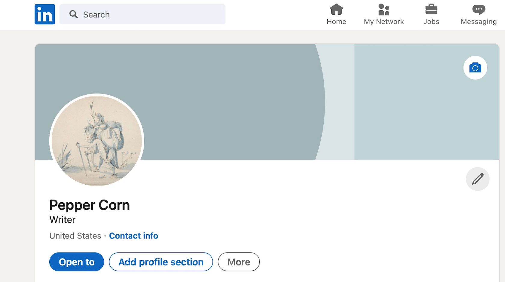 Скриншот страницы профиля LinkedIn.