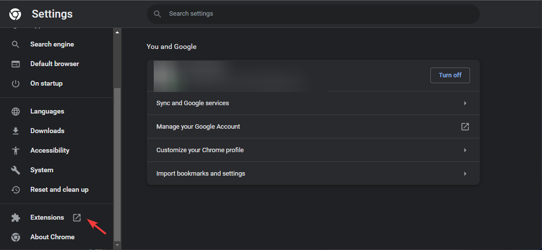 Список расширений в браузере