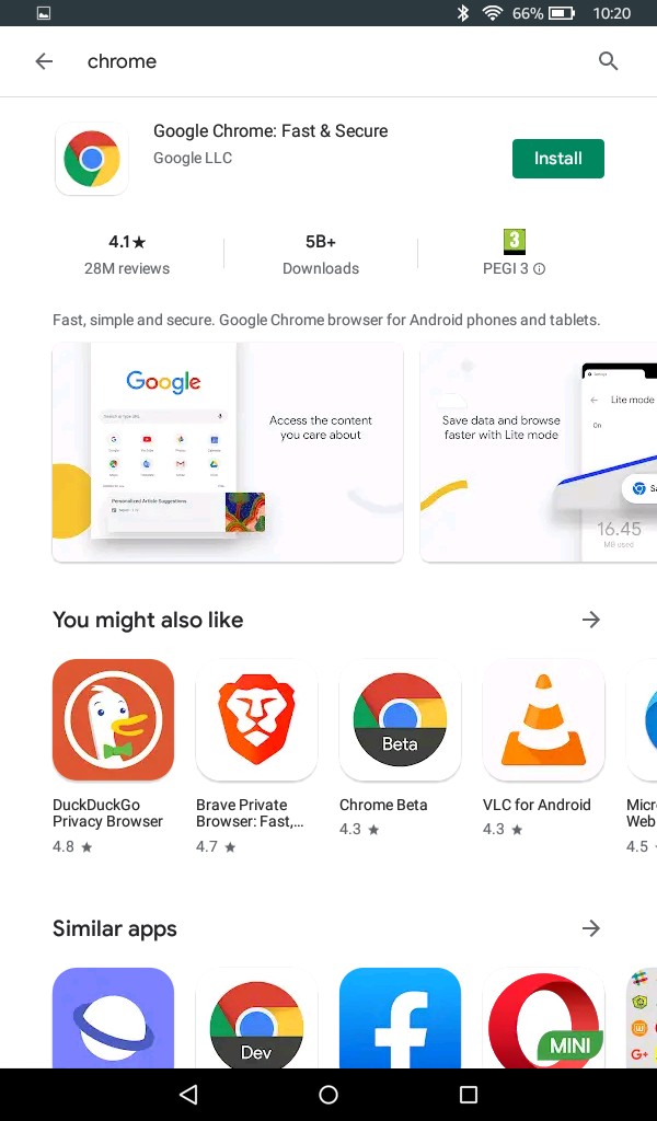 Установка Google Chrome на Amazon Fire