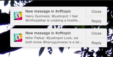 Пример уведомлений macOS на рабочем столе