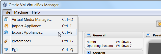 Снимок: Выбор виртуальной машины для экспорта в VirtualBox