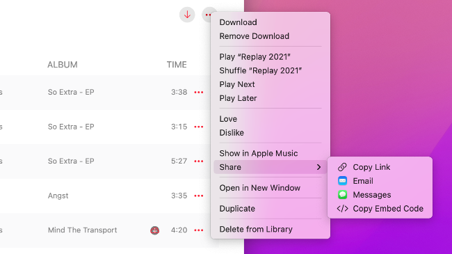 Share Apple Music playlist on macOS