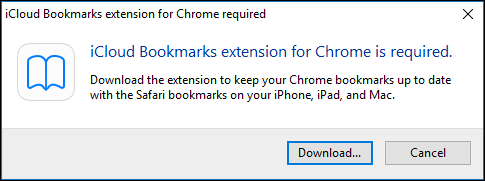 Запрос на загрузку расширения iCloud Bookmarks для Chrome