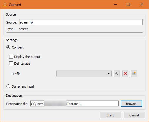 Процесc записи экрана в VLC — пример сохранённого файла в папке