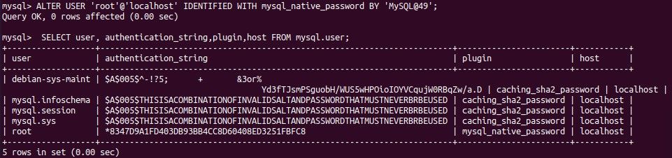 Замена плагина аутентификации root на mysql_native_password