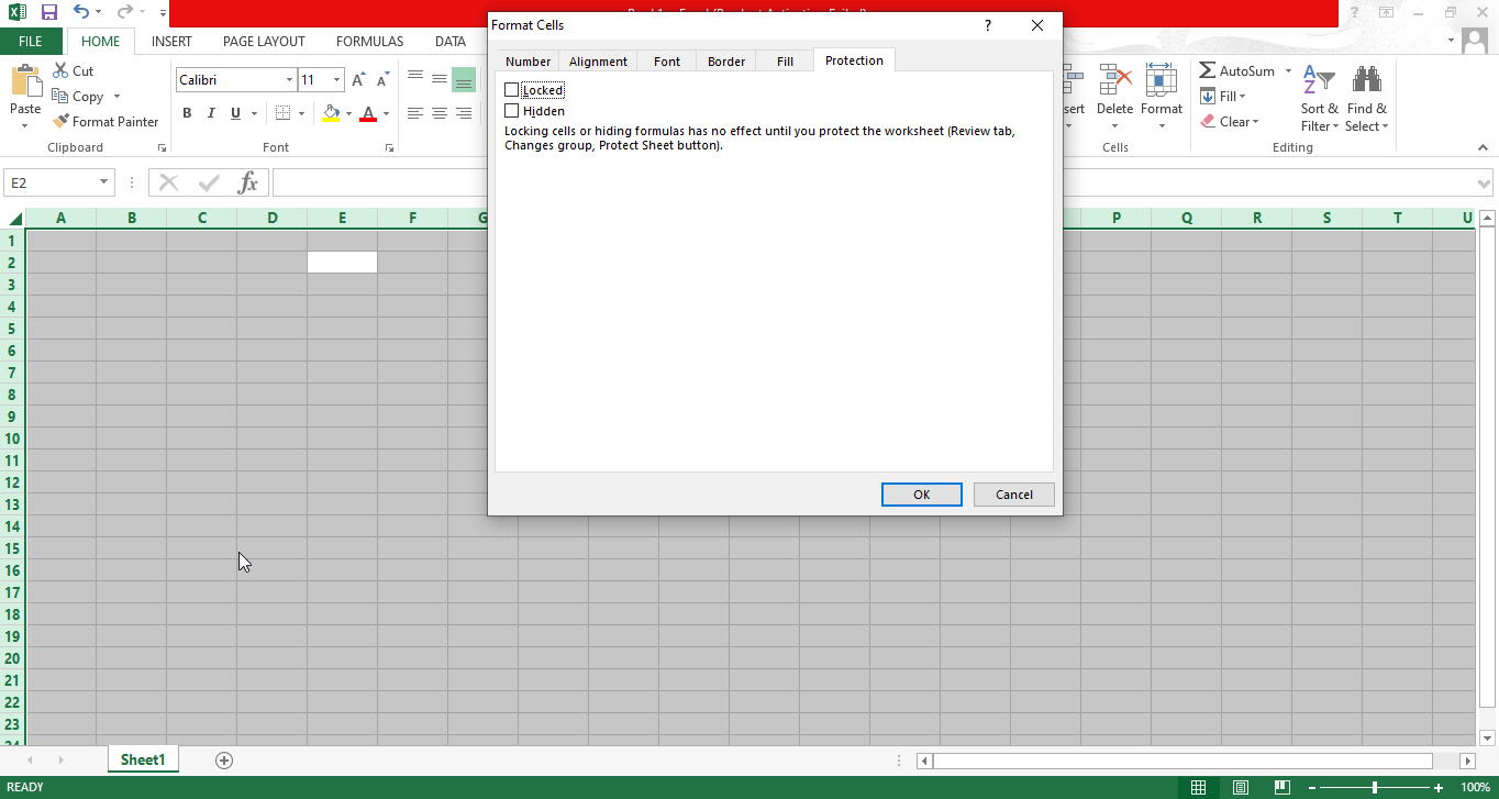 Разблокировать все ячейки в Excel