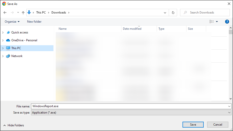 Выбор папки для сохранения файла