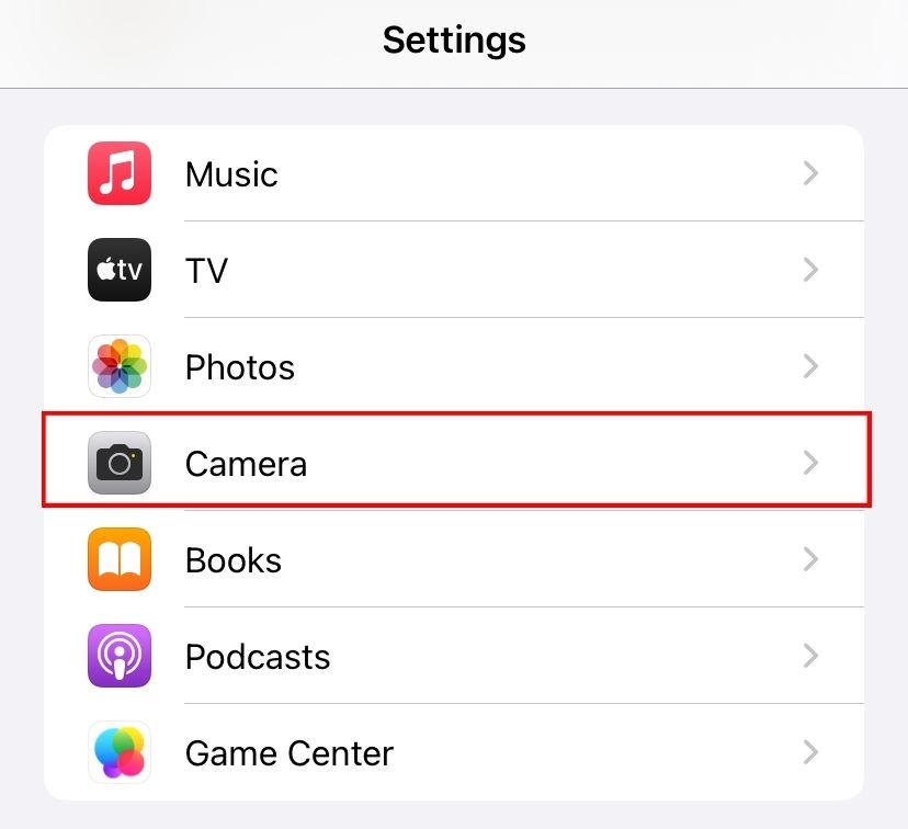 Выбор камеры в настройках iPhone.