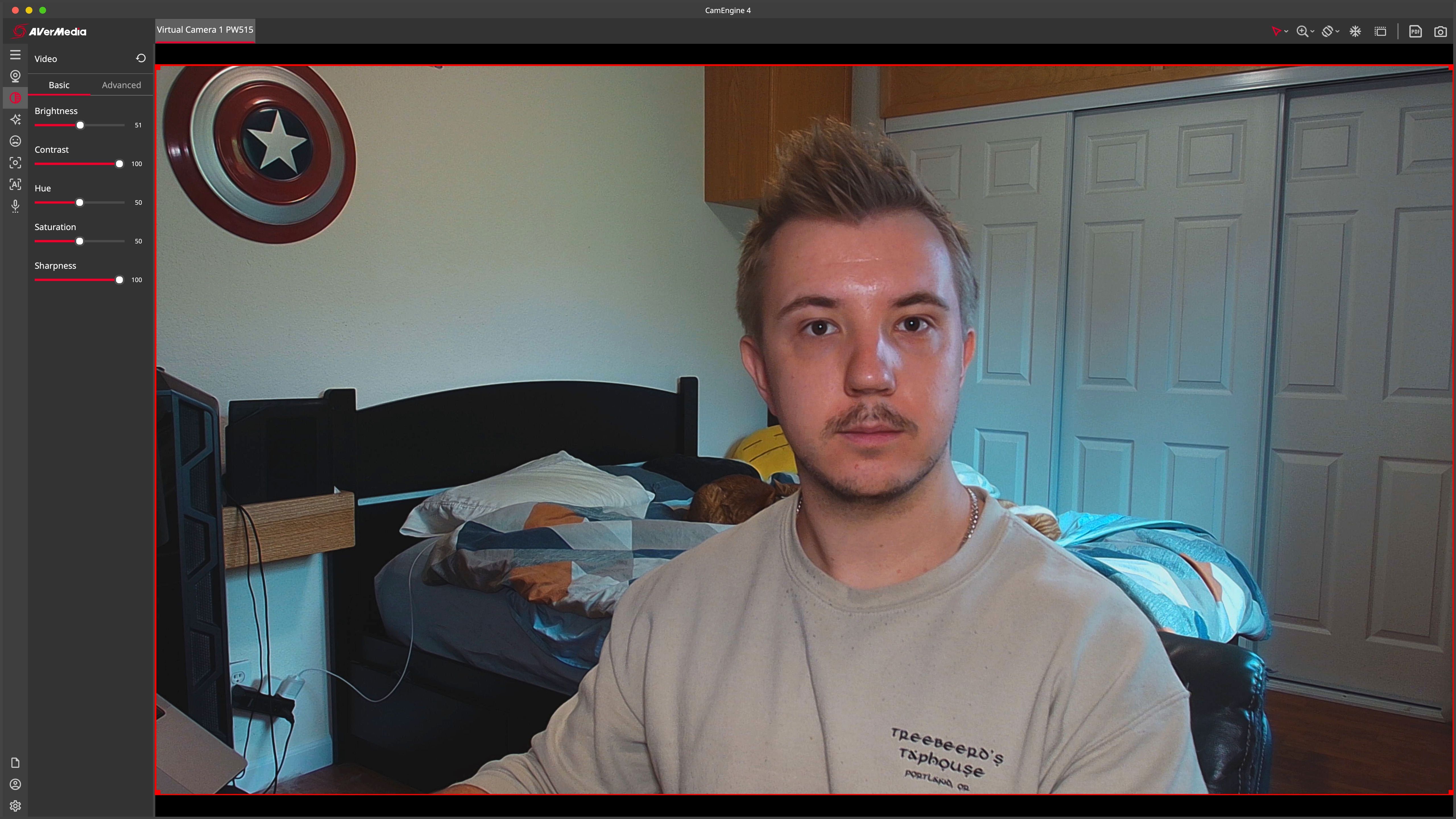 High contrast webcam example