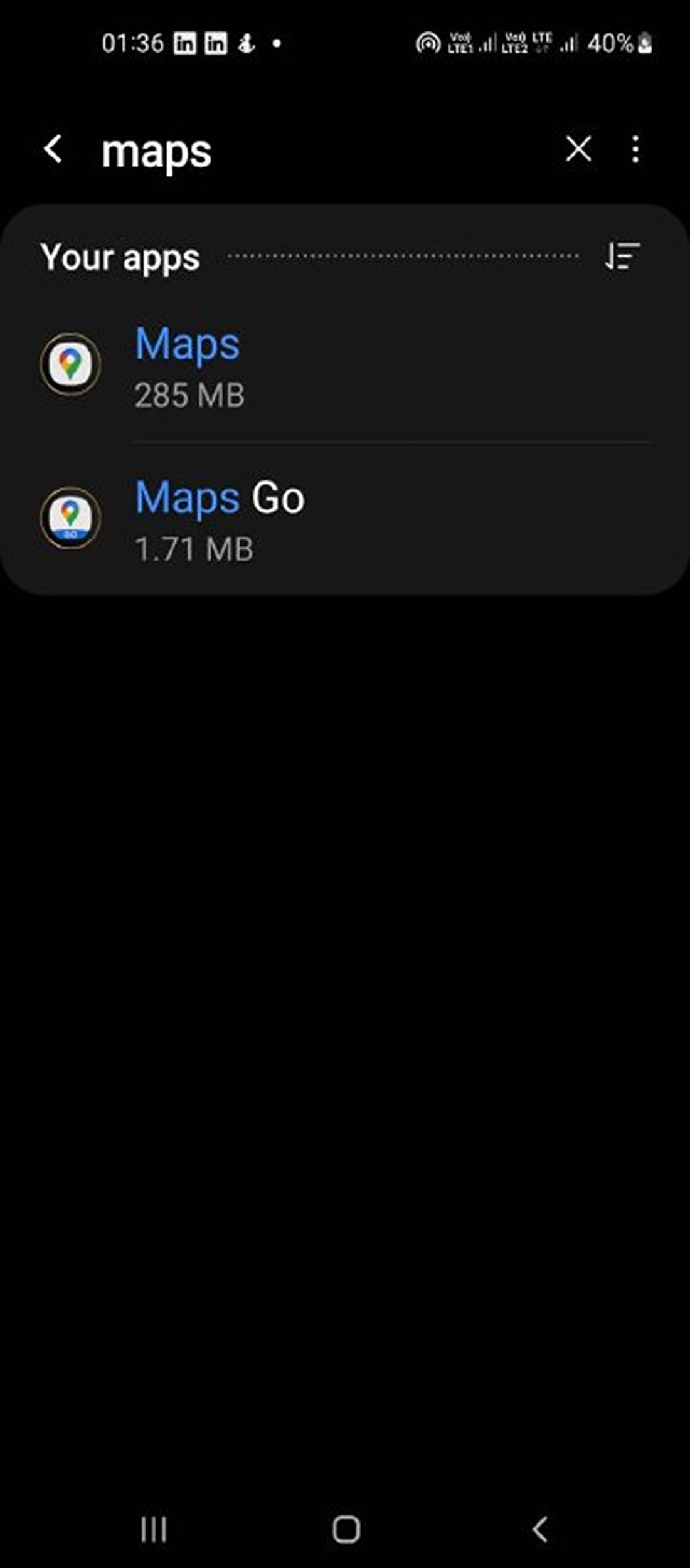 Данные кеша приложения Maps