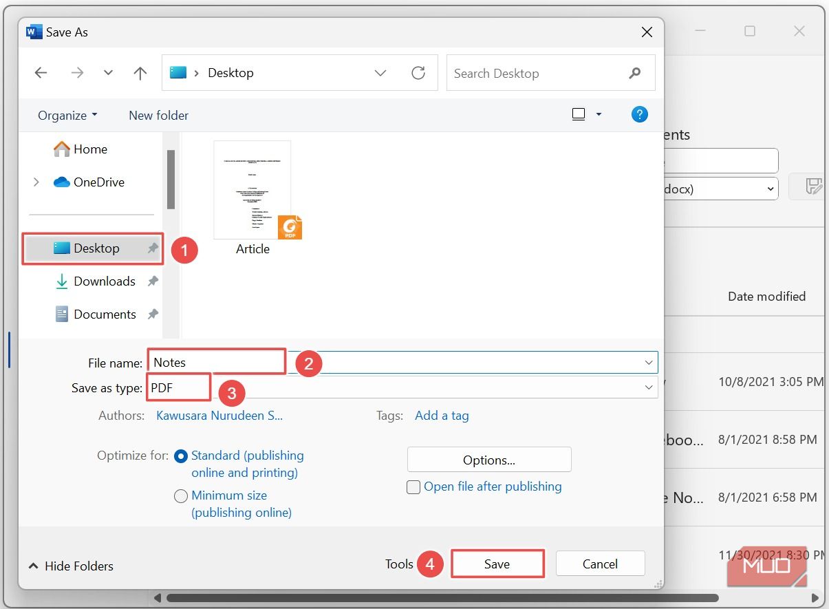 Сохранение документа Word в формате PDF