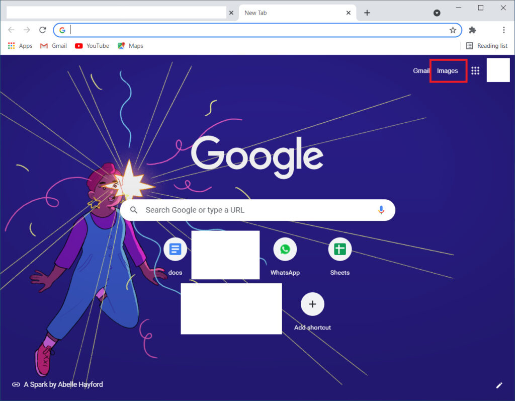 Интерфейс Google Images с иконкой камеры