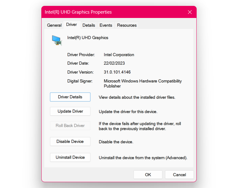 Свойства графического драйвера в Windows