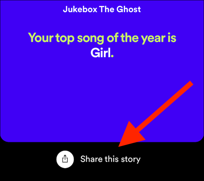 Нажмите «Поделиться этой историей», чтобы опубликовать инфографику Wrapped 2020