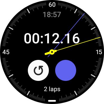 результат работы секундомера: итоговое время на экране Galaxy Watch