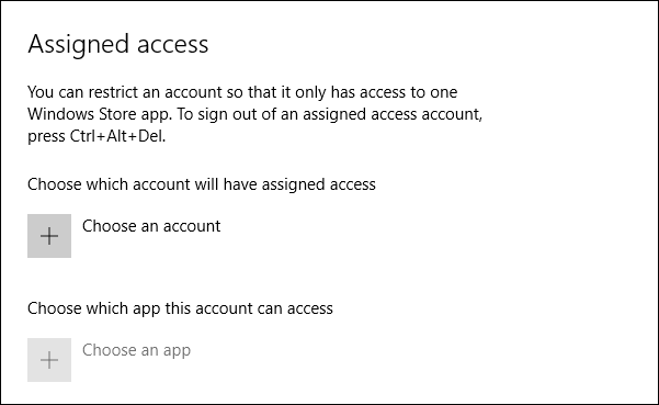Назначенный доступ — режим киоска