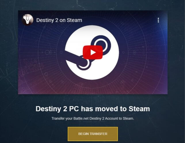 страница переноса учёта на Bungie.net