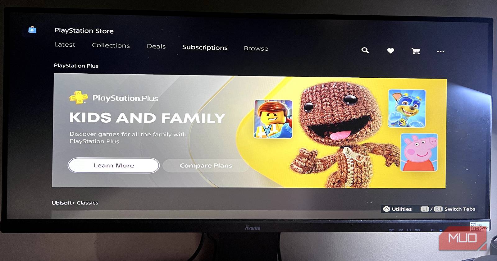 Баннер PlayStation Plus на странице подписок Магазина PS5