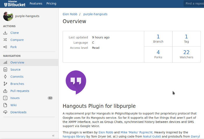 Purple Hangouts в Pidgin — подключение Hangouts